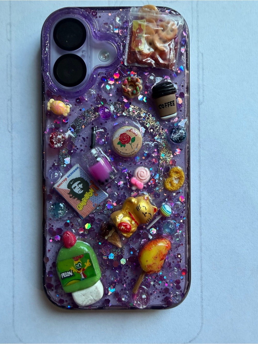 Purple Decorative Glitter Phone Case with 3D Charms